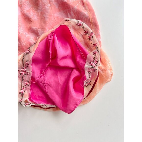 REBECCA TAYLOR Pink Floral Silk Chiffon Beaded Embroidered Pencil Skirt Size XXS - Picture 10 of 12